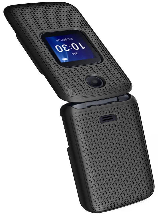 نيكيد سيل فون جراب بمشبك لهاتف Go Flip 4 / TCL FLIP Pro، غطاء Nakedcellphone الصلب النحيف، وحامل حزام الخصر [دوار/بآلية تروس] لهواتف Alcatel 4056W، 4056L، 4056Z، 4056V - أسود - Image 5