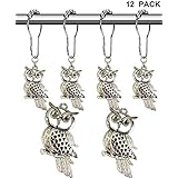 Aimoye Aimoye Country Shower Curtain Hooks - Rust Proof Brushed Nickel Rings with Owl Pendant Accessories Set - Decorative  - Image 1