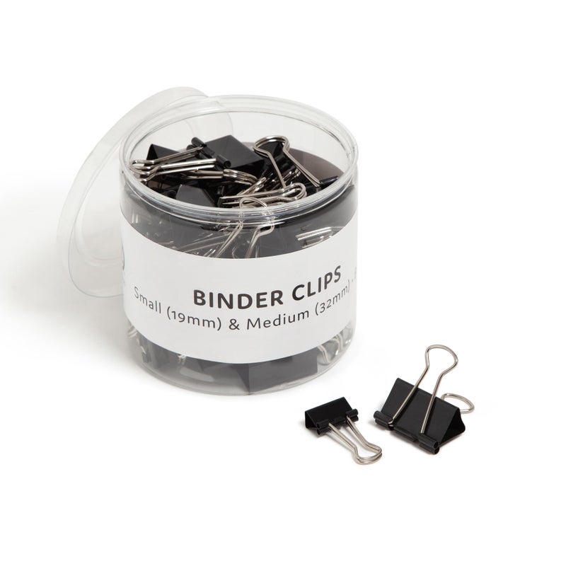 U Brands Binder Clips Assorted Sizes Small 34Inch Width and 13Inch Paper Holding Capacity Medium 114Inch Width and 12Inch Paper Holding Capacity Black and Silver Steel 80Count