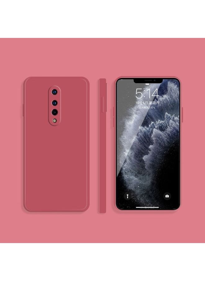HuHa - Case Cover For For OnePlus 8 Solid Color Imitation Liquid Silicone Straight Edge Dropproof Full Coverage Protective Case(Red) - Image 1