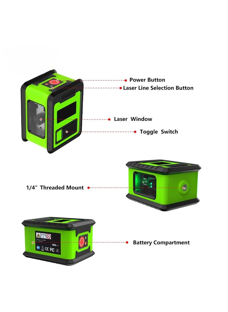 Real Instruments Real Instruments Rotatable Laser Levels 2 Line Horizontal And Vertical Points Cross Lines Border Infrared Laser Level High Precision Green Light Self Leveling Laser Level With Magnetic Bracket  - Image 3