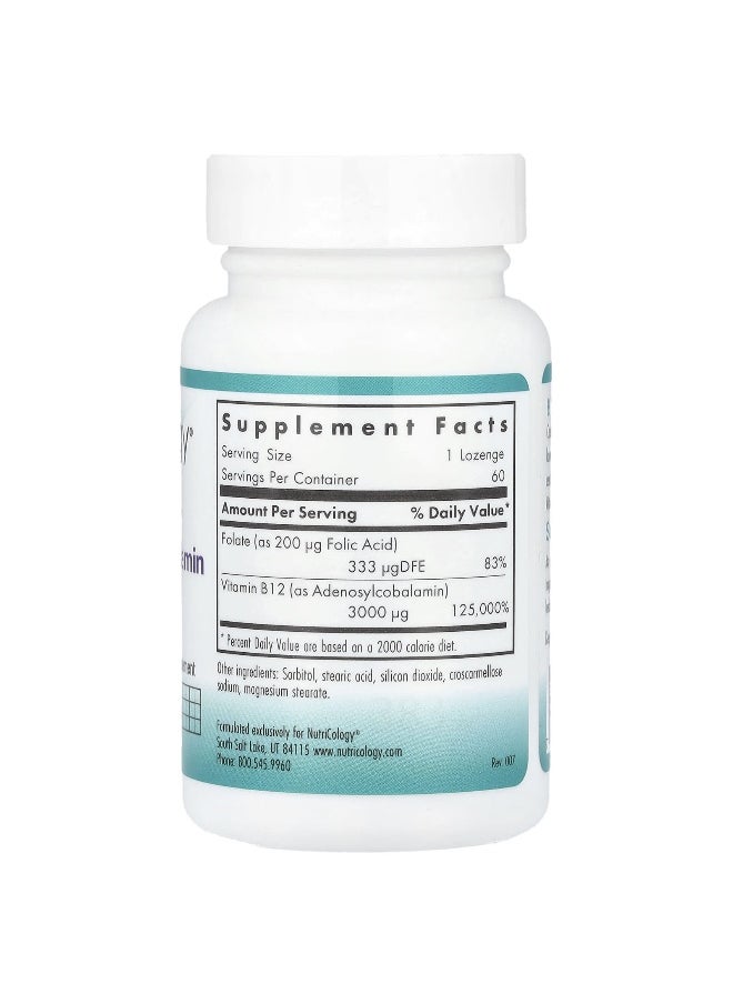 Nutricology Nutricology, B12 Adenosylcobalamin, 60 Vegetarian Lozenges  - Image 2