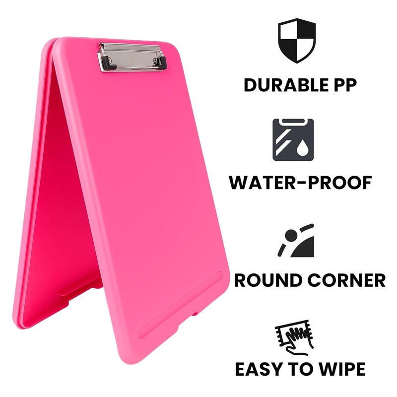 sps Exampad A4 Plastic Clipboard with Built-in Storage and Pen Holder - Ideal for School, Office, Travel - Perfect for Students and Professionals, School and Office - Pink - Image 5