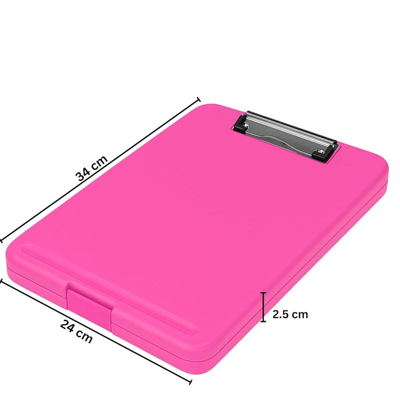 sps Exampad A4 Plastic Clipboard with Built-in Storage and Pen Holder - Ideal for School, Office, Travel - Perfect for Students and Professionals, School and Office - Pink - Image 3