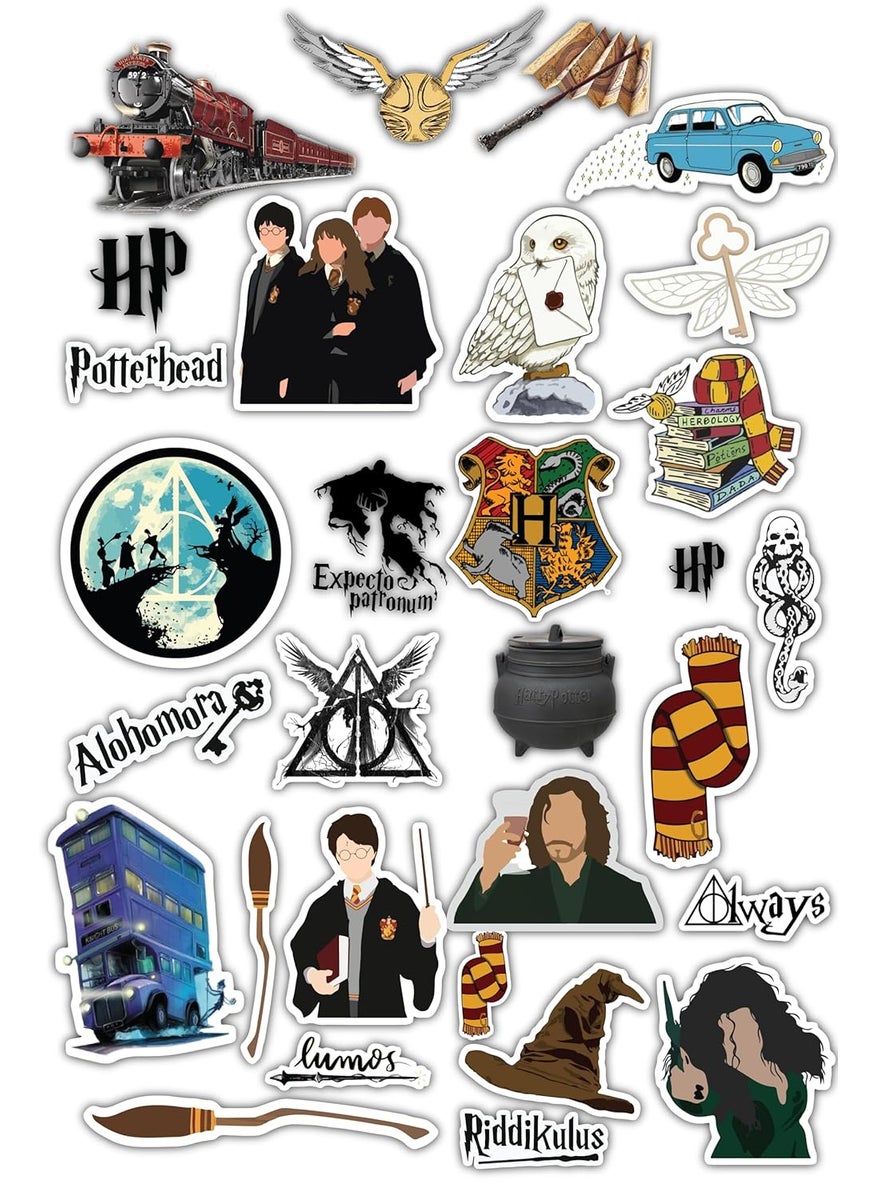 D2c D2C Harry Potter Scrapbook Stickers Pack of 27 Glitter Finish Waterproof Stickers for Laptop Journal Scrapbook Diary Guitar Mobile D2  - Image 1