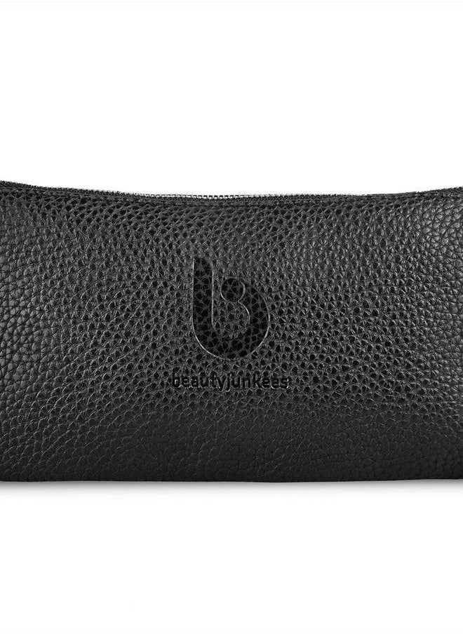 Beauty Junkees Makeup Brush Case Cosmetic Bag Black Make Up Brush Holder Pouch or Cosmetic Storage Organizer for Purse or Travel, Large Enough to Carry All Size Brushes, Cruelty Free  - Image 1