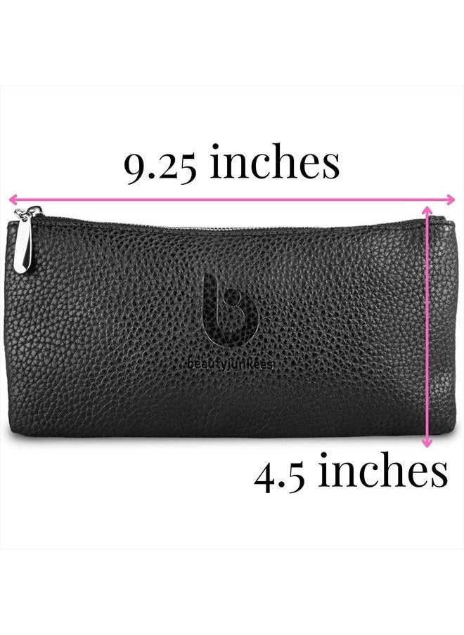 Beauty Junkees Makeup Brush Case Cosmetic Bag Black Make Up Brush Holder Pouch or Cosmetic Storage Organizer for Purse or Travel, Large Enough to Carry All Size Brushes, Cruelty Free  - Image 3