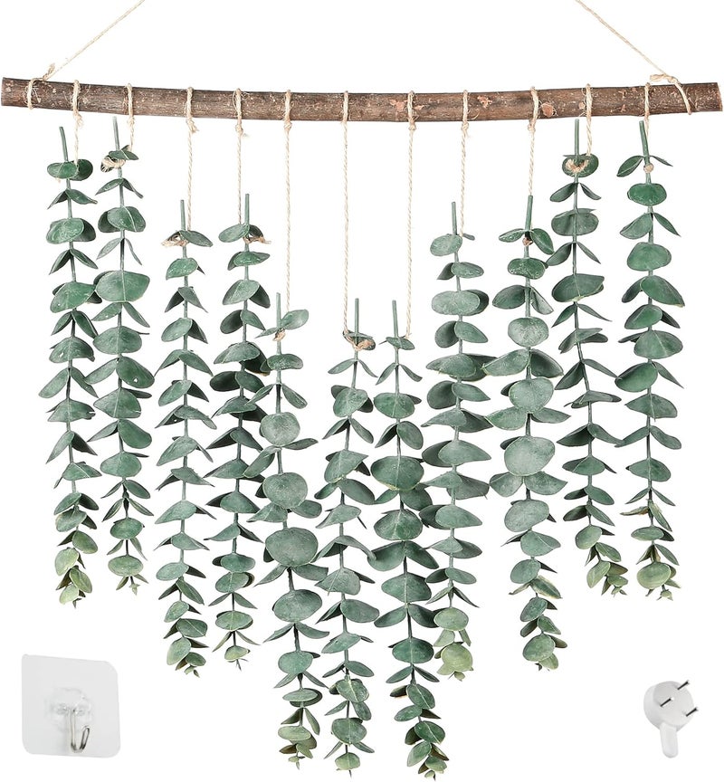 Sggvecsy 17.7‘’Eucalyptus Wall Hanging Artificial Eucalyptus Plant Fake Greenery Vine Boho Plant Decor for Apartment Bathroom Bedroom Kitchen Farmhouse Home Living Room Office Decorations - Image 1