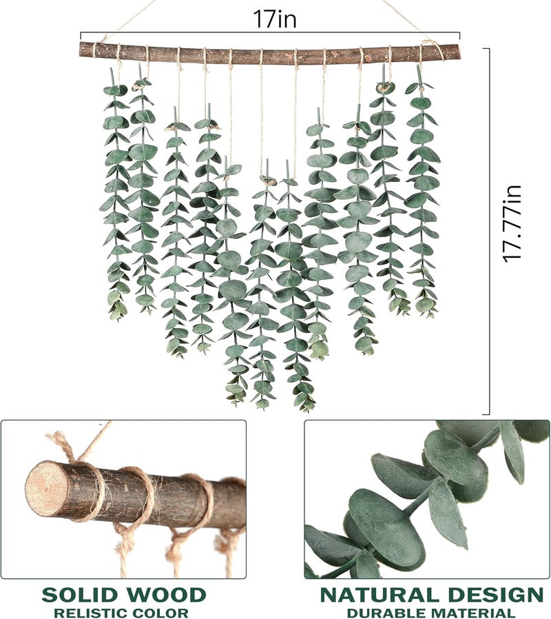 Sggvecsy 17.7‘’Eucalyptus Wall Hanging Artificial Eucalyptus Plant Fake Greenery Vine Boho Plant Decor for Apartment Bathroom Bedroom Kitchen Farmhouse Home Living Room Office Decorations - Image 5