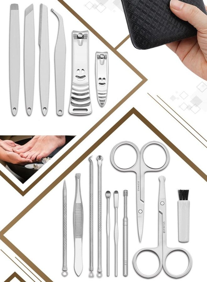 SYGA Manicure Set Manicure kit for women Pedicure kit 11 in 1 Nail Scissors with Black Leather Travel Case, Black - Image 2