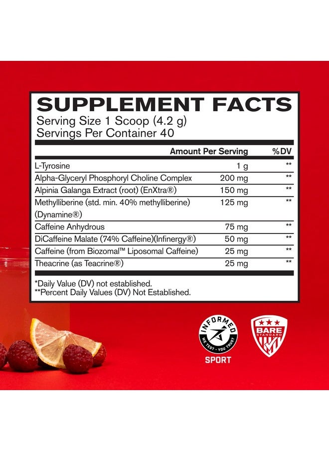 Bare Performance Nutrition - BARE PERFORMANCE NUTRITION, BPN in-Focus Brain Support Supplement, Improve Focus & Energy, Alpha GPC, Raspberry Lemonade, 40 Servings - Image 1