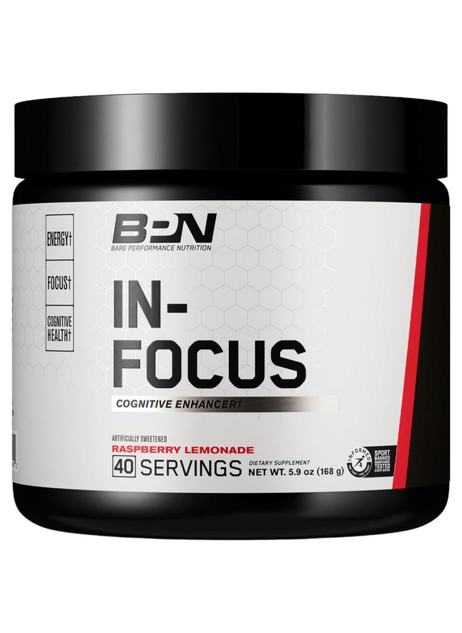 Bare Performance Nutrition - BARE PERFORMANCE NUTRITION, BPN in-Focus Brain Support Supplement, Improve Focus & Energy, Alpha GPC, Raspberry Lemonade, 40 Servings - Image 1