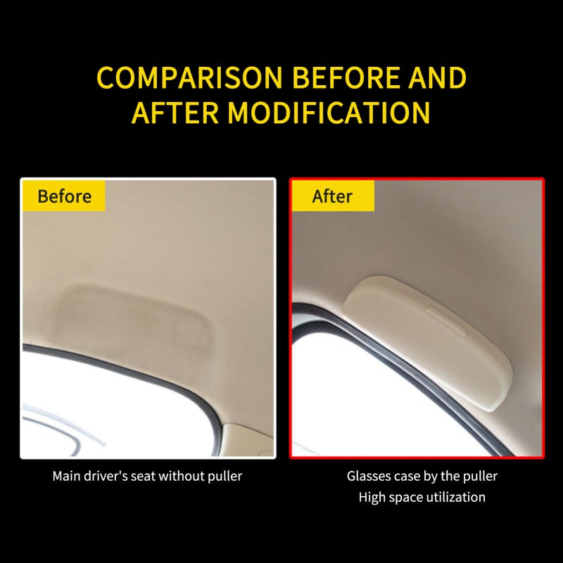 Car Glasses Case: Grey ABS Fall-resistant Wear-resistant Sunglasses Holder - Sponge Lining One-handed Access Glasses Case Storage Box for All Cars Without Puller Models - Image 2