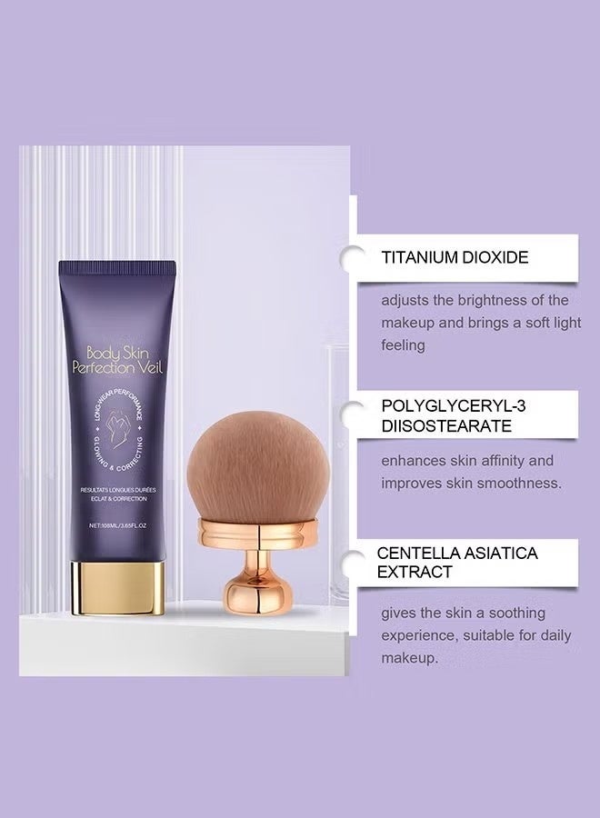 تغطية الجسم Perfector 108ml - غطاء الوشم المقاوم للماء ومغطية ، ماكياج الساق المقاوم للماء لا نقل ، حتى الجلد والساق والجسم ندبة غطية ماكياج مع الفرشاة - Image 2