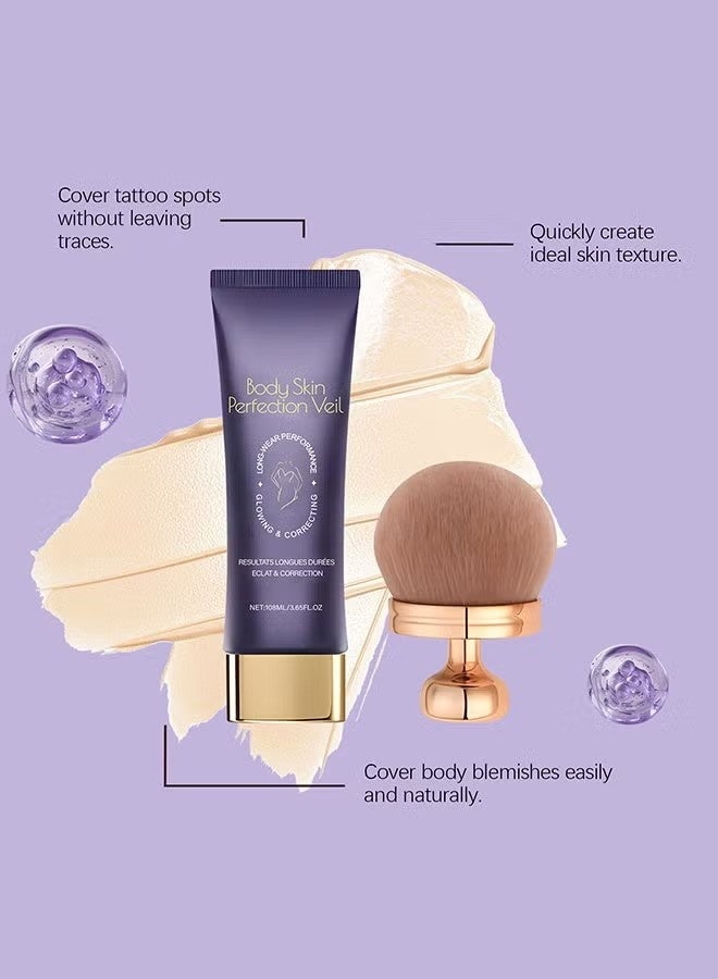تغطية الجسم Perfector 108ml - غطاء الوشم المقاوم للماء ومغطية ، ماكياج الساق المقاوم للماء لا نقل ، حتى الجلد والساق والجسم ندبة غطية ماكياج مع الفرشاة - Image 3