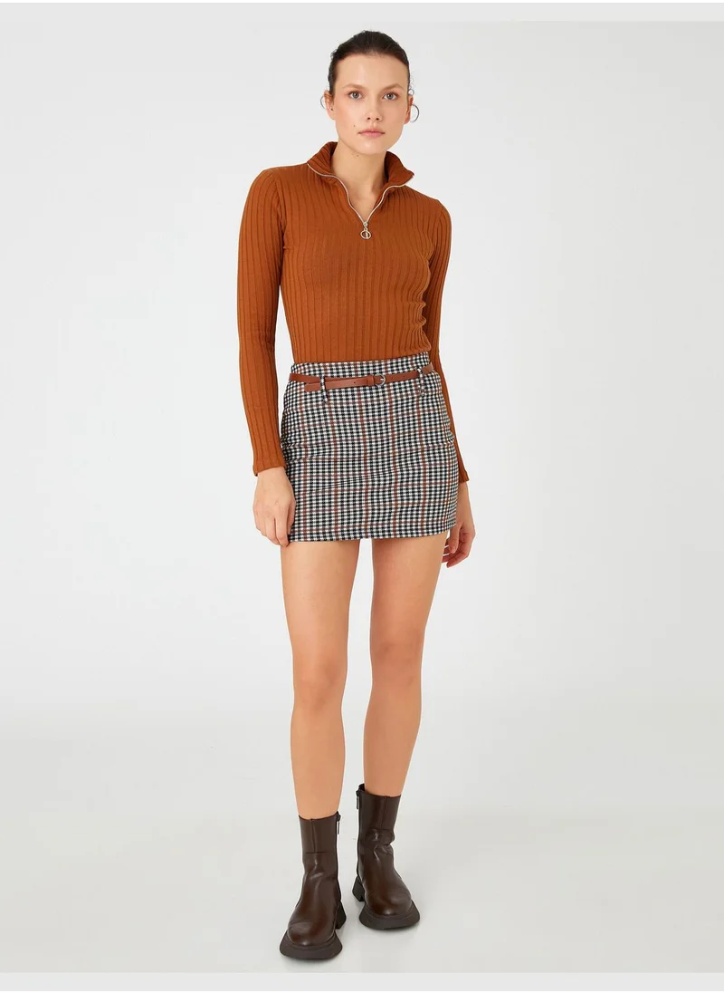 كوتون Waist Detail Slim Fit Mini Skirt