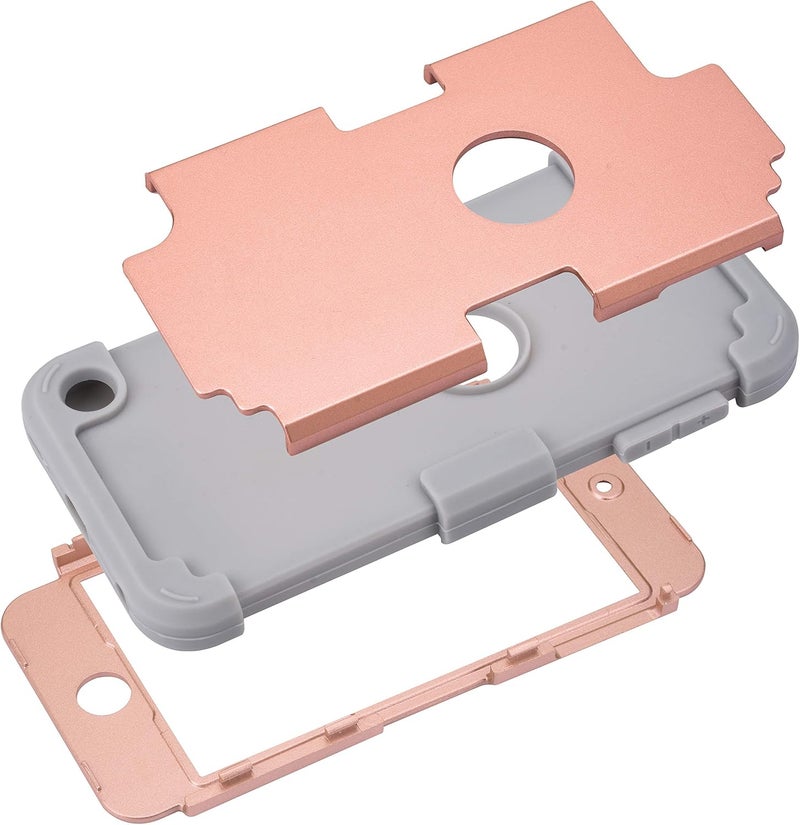 Wisdompro Case for iPod Touch 7, for iPod Touch 6, for iPod Touch 5, 3 in 1 Hybrid Soft Silicone and Hard PC Protective Case Cover for iPod Touch 5th 6th 7th Generation - Rose Gold/Gray - Image 3