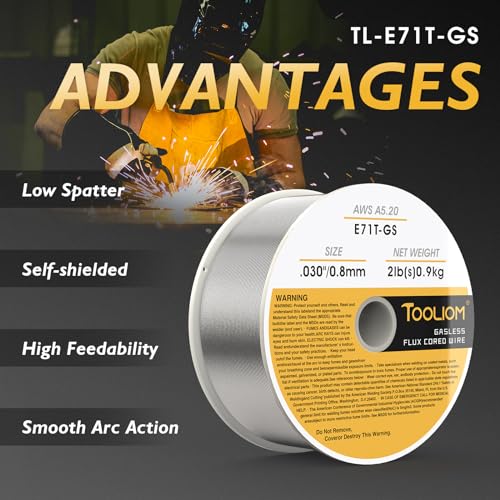 TOOLIOM Flux Core Gasless MIG Wire E71T-GS .030" Diameter 2-Pound Spool Flux Core Self-Shielded Carbon Steel MIG Welding Wire - Image 3