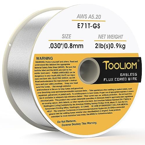 TOOLIOM Flux Core Gasless MIG Wire E71T-GS .030" Diameter 2-Pound Spool Flux Core Self-Shielded Carbon Steel MIG Welding Wire - Image 1