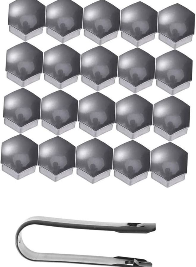 Grey Lug Nut Cover Caps 20 Pack Size 1 Easy Install Corrosion Resistant Wheel Screw Protectors - Image 1
