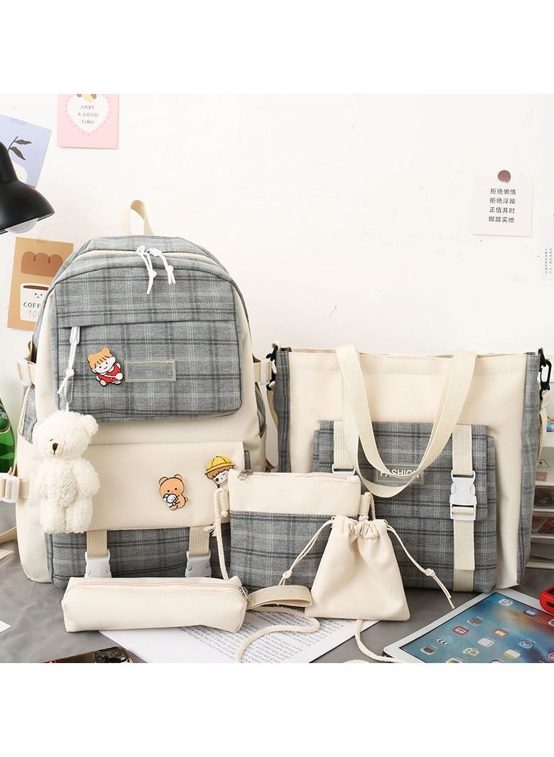 مجموعة من 5 قطع من حقائب الظهر، حقائب ظهر للأطفال، حقيبة مدرسية للأطفال، حقيبة ظهر كتب مدرسية للمراهقين، حقيبة ظهر سفر كرتونية، حقيبة كتف، حقيبة يد (أسود) - Image 2