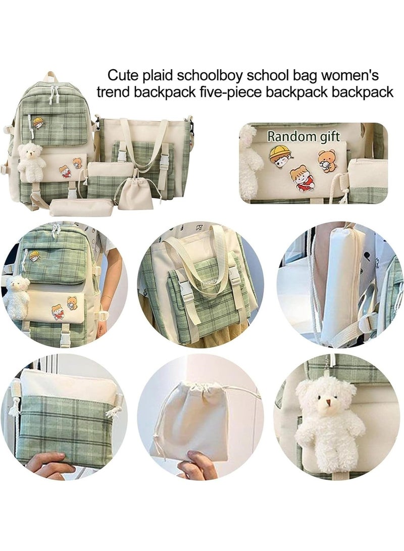 مجموعة من 5 قطع من حقائب الظهر، حقائب ظهر للأطفال، حقيبة مدرسية للأطفال، حقيبة ظهر كتب مدرسية للمراهقين، حقيبة ظهر سفر كرتونية، حقيبة كتف، حقيبة يد (أسود) - Image 4