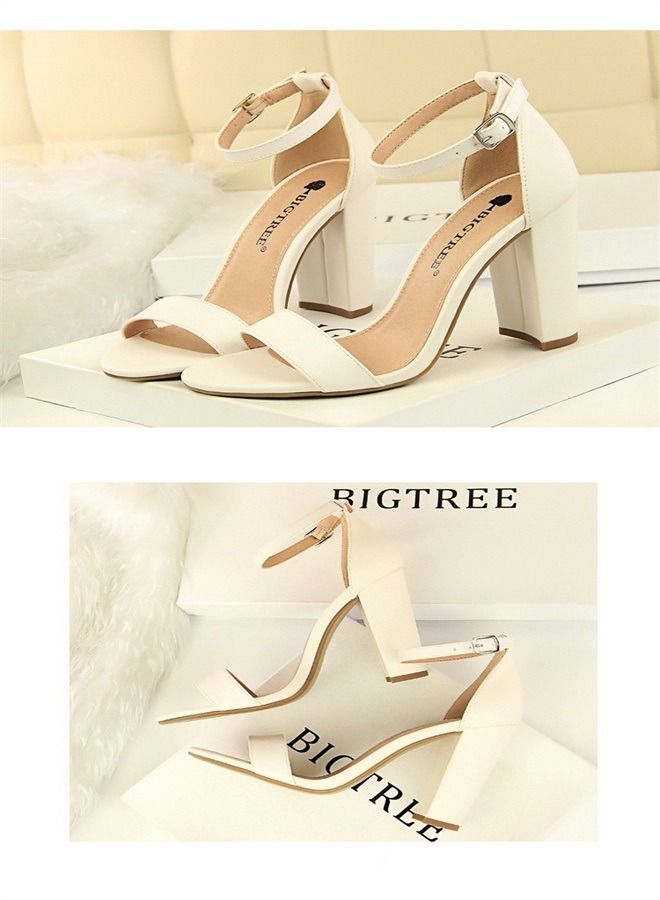 BIGTREE Stylish And Simple High-Heeled Sandals 9.5CM White - Image 3