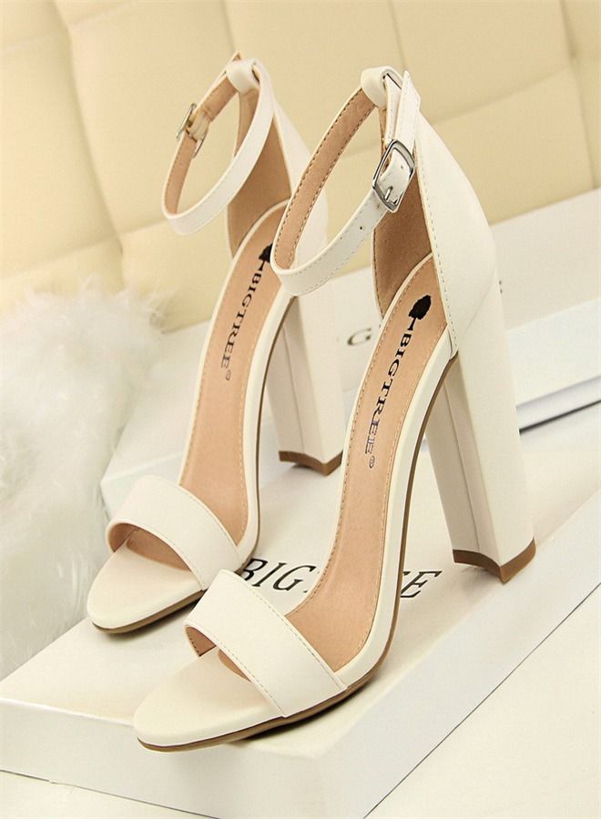 BIGTREE Stylish And Simple High-Heeled Sandals 9.5CM White - Image 1