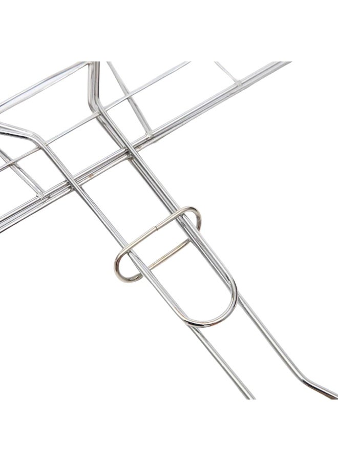 AKC Triple Fish Grill Basket – Stainless Steel BBQ Grilling Rack with Wooden Handle – Non-Stick Net for Fish, Meat, Vegetables – Outdoor Barbecue Tool - Image 3