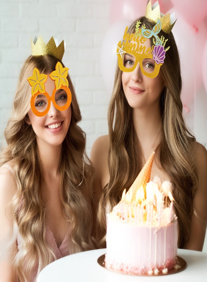 Excefore Party Glasses 6 Pcs Photo Booth Props Party Glasses Party Glasses Hawaiian Funny Sunglasses Hawaiian Fancy Dress Photo Props Funky Glasses for Summer Hawaiian BeachTropical Birthday Party - Image 2