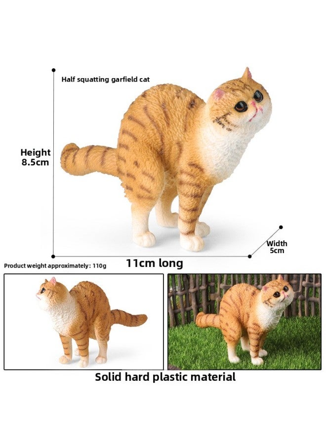 Children's Simulation Short-haired Fat Cat Model Cognitive Cat Accessories Domestic Cat Birthday Gift English Short Tabby Doll Ornaments-Color:M-3383 Half Squat Garfield Cat  - Image 1