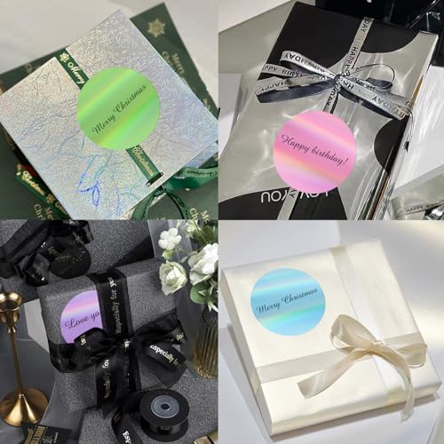 Yegawen 3" Circle Holographic Thermal Label Stickers, Round Printable Labels Rainbow Glitter Thermal Printer Sticker for Gift Wrapping- Spring Color/ 4 Colors - Image 4