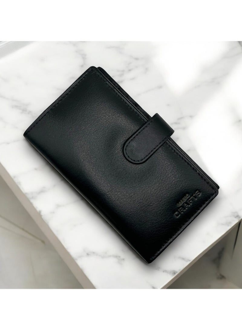 Mario Drafts Mens Leather Multiple Credit Card Slots Card Holder, Black - Image 1