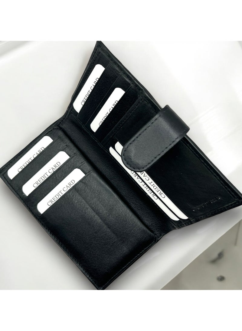 Mario Drafts Mens Leather Multiple Credit Card Slots Card Holder, Black - Image 2