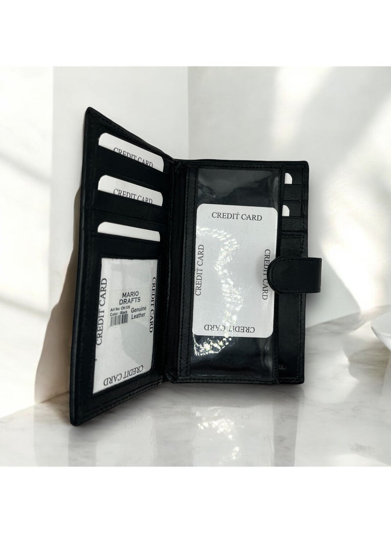 Mario Drafts Mens Leather Multiple Credit Card Slots Card Holder, Black - Image 3