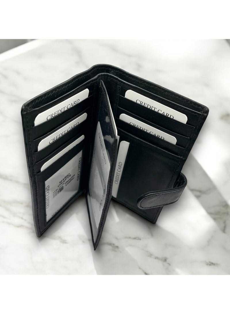 Mario Drafts Mens Leather Multiple Credit Card Slots Card Holder, Black - Image 4