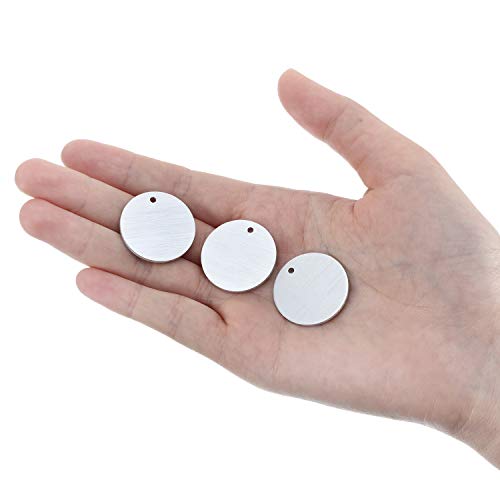 Poen Metal Stamping Blank Tags Aluminum Blanks Metal Tags 1 Inch Round with Hole, 0.06 Inch Thickness for Jewelry Stamping(100) - Image 5