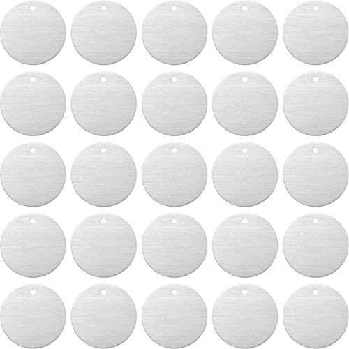 Poen Metal Stamping Blank Tags Aluminum Blanks Metal Tags 1 Inch Round with Hole, 0.06 Inch Thickness for Jewelry Stamping(100) - Image 1