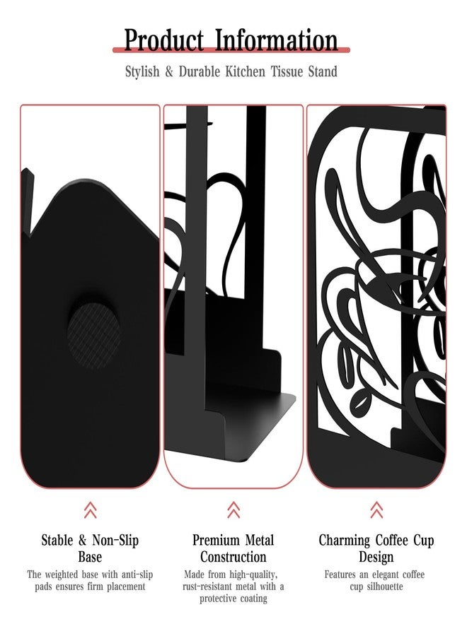 Hounahha Modern Standing Napkin Holder for table, Black Metal Napkin Dispenser, Coffee time Theme Style Napkin Holder, Suitable for Kitchen, Coffee Shop, Dining Room - Image 5