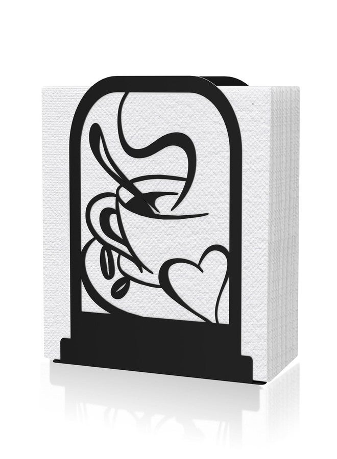 Hounahha Modern Standing Napkin Holder for table, Black Metal Napkin Dispenser, Coffee time Theme Style Napkin Holder, Suitable for Kitchen, Coffee Shop, Dining Room - Image 1