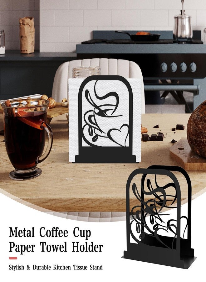 Hounahha Modern Standing Napkin Holder for table, Black Metal Napkin Dispenser, Coffee time Theme Style Napkin Holder, Suitable for Kitchen, Coffee Shop, Dining Room - Image 2