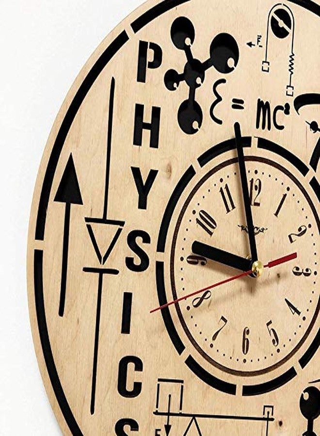 NABSTER Physicist Original Presents Eco Wood Physics Art Wall Clock for Home Decor (Beige, 12 Inch) - Image 3