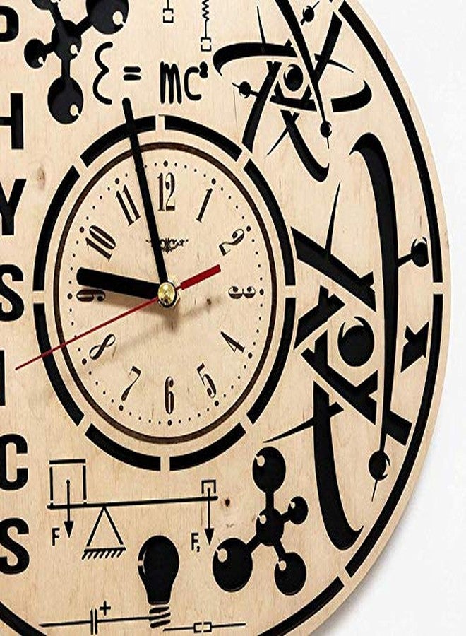 NABSTER Physicist Original Presents Eco Wood Physics Art Wall Clock for Home Decor (Beige, 12 Inch) - Image 4