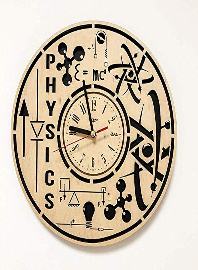 NABSTER Physicist Original Presents Eco Wood Physics Art Wall Clock for Home Decor (Beige, 12 Inch) - Image 1
