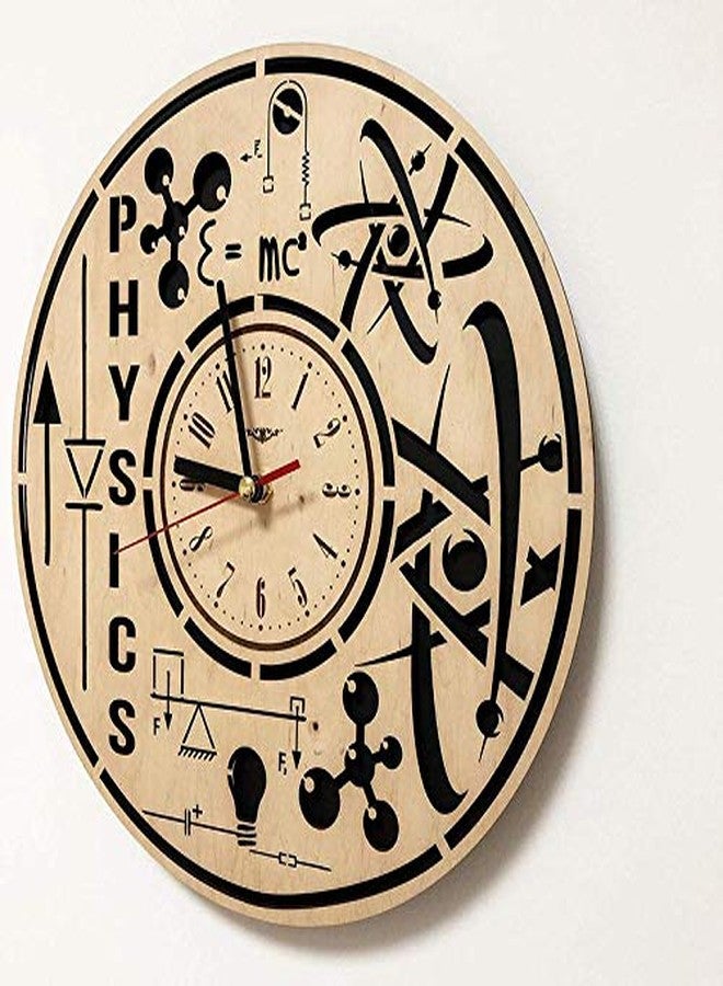 NABSTER Physicist Original Presents Eco Wood Physics Art Wall Clock for Home Decor (Beige, 12 Inch) - Image 2