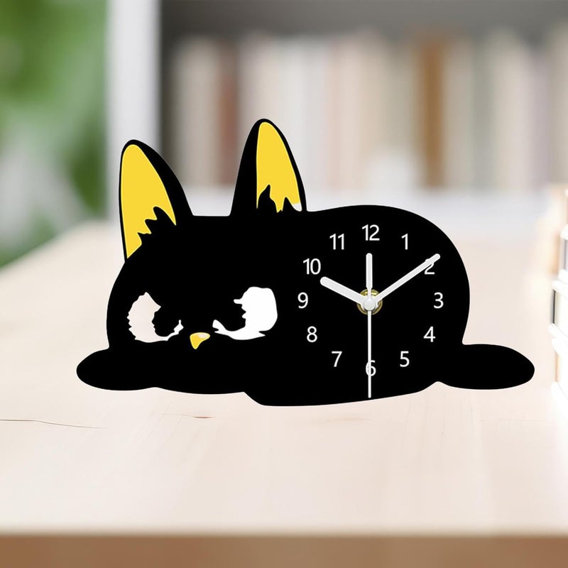 Tabletop Cat Clock Kitten Desk Clock Table Ornament Mantel Home Decor Farmhouse - Image 4