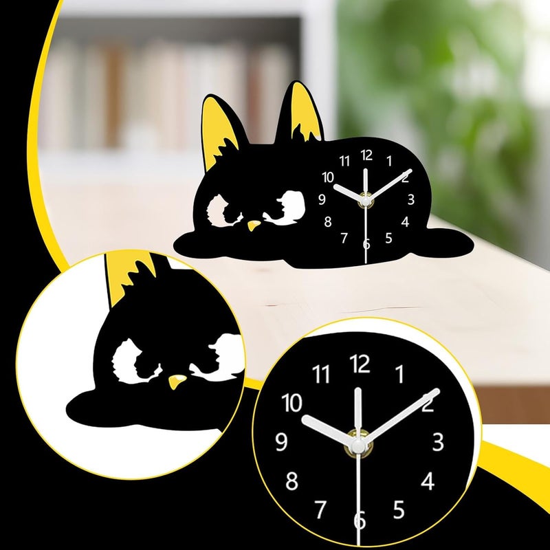 Tabletop Cat Clock Kitten Desk Clock Table Ornament Mantel Home Decor Farmhouse - Image 2