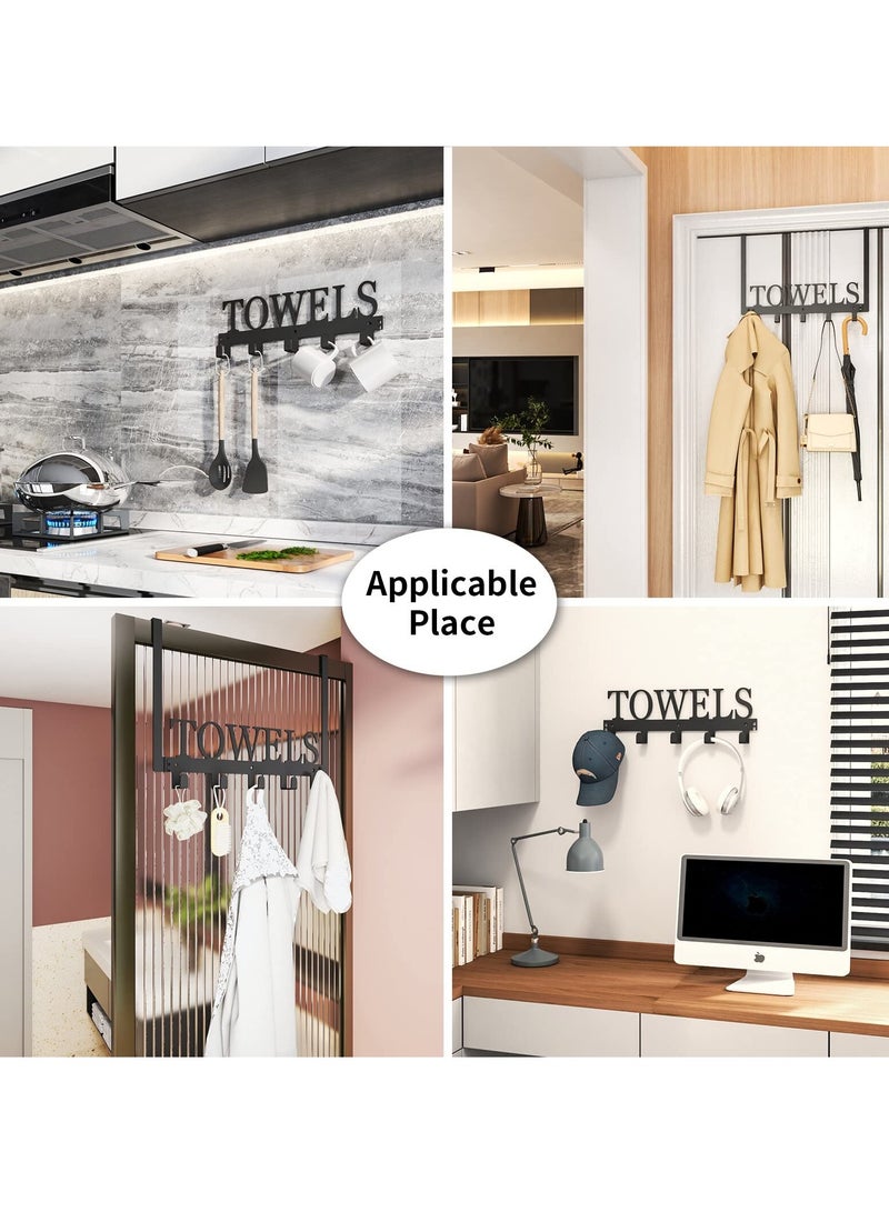 Versatile Over Door Hook Rack, 5 Hooks for Coats, Towels and Hats, Perfect for Any Room, 37cm Black Hanger - Image 5