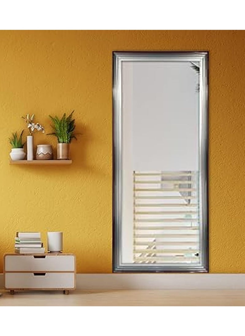 Decorhills Strong Full-Length Dressing Mirror 75x175cm | Large Rectangular Wall-Mounted Mirror for Bedroom, Living Room, Foyer | Thick PVC Frame for Durability & Modern Home Décor - White with Black shade  - Image 1