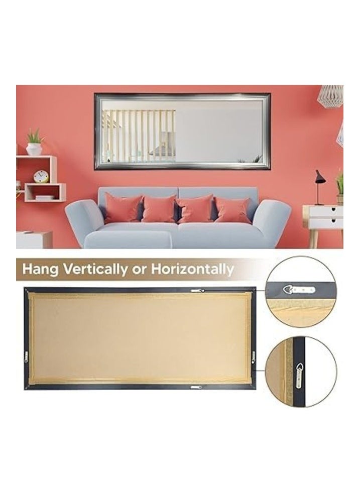 Decorhills Strong Full-Length Dressing Mirror 75x175cm | Large Rectangular Wall-Mounted Mirror for Bedroom, Living Room, Foyer | Thick PVC Frame for Durability & Modern Home Décor - White with Black shade  - Image 2